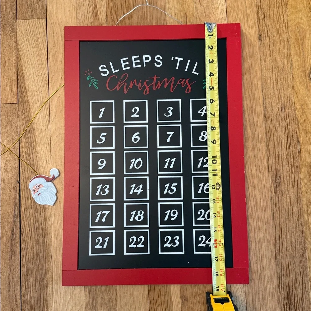 “Sleeps ‘Til Christmas” Countdown Chalkboard with Santa Placeholder 🎅